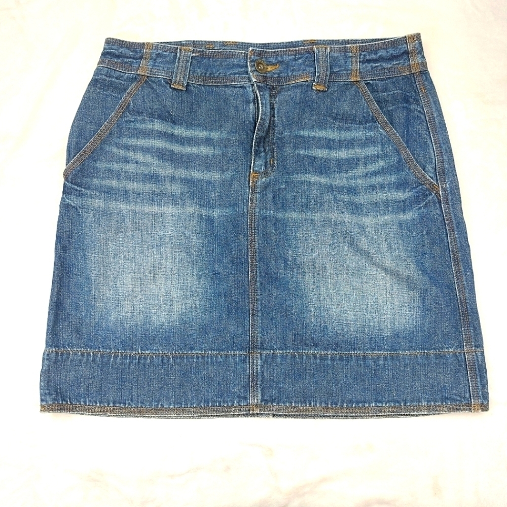 LIFE IS GOOD WOMEN'S DENIM BLUE JEAN 100% COTTON Y2K SHORT MINI SKIRT SIZE 10